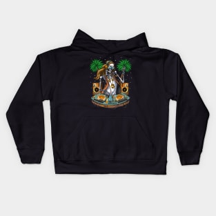 Skeleton Hippie Music DJ Kids Hoodie